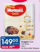 Huggies Gold New Baby Size 2 66 Disposable Nappies-Per Pack