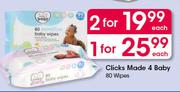 Clicks Made 4 Baby 80 Wipes-Each