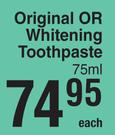 Elmex Original Or Whitening Toothpaste-75ml Each
