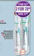 Sensodyne Clean & Fresh Or Multicare Toothbrush Soft/Medium-For 1