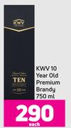 KWV 10 Year Old Premium Brandy-750ml Each