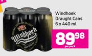 Windhoek Draught Cans-6 x 440ml Per Pack