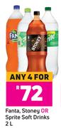 Fanta, Stoney Or Sprite Soft Drinks-For 4 x 2L