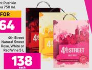 4th Street Natural Sweet Rose, White Or Red Wine-5L Each