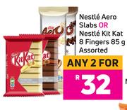 Nestle Aero Slabs Or Nestle Kitkat 8 Fingers Assorted-For 2 x 85g