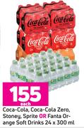Coca-Cola, Coca Cola Zero, Stoney, Sprite Or Fanta Orange Soft Drinks-24 x 300ml Each