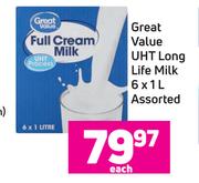 Great Value UHT Long Life Milk Assorted-6 x 1L