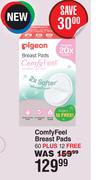 Pigeon Comfy Feel Breast Pads 60 Plus 12 Free