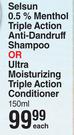 Selsun 0.5% Menthol Triple Action Anti-Dandruff Shampoo -Each