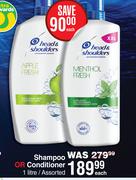 Head & Shoulders Shampoo Or Conditioner Assorted-1Ltr Each