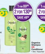 Organics Shampoo Or Conditioner Assorted-For 2 x 1Ltr