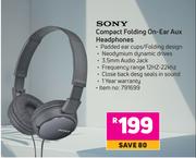 Sony Compact Folding On-Ear Aux Headphones