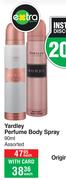 Yardley Perfume Body Spray Assorted-90ml Each