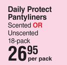 Kotex Daily Protect Pantyliners (Scented Or Unscented) 18 Pack-Per Pack