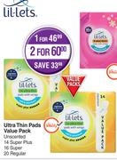 Lil-Lets Ultra Thin Pads Value Pack-For 2