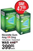 Nicorette Gum 4mg Or 2mg 105 Piece Assorted-Each