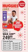 Huggies Pants (Sizes 3-6)-Per Pack