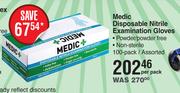 Medic Disposable Nitrile Examination Gloves-Per Pack