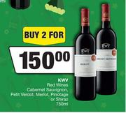 KWV Red Wines Cabernet Sauvignon,Petit Verdot,Merlot,Pinotage Or Shiraz-For 2 x 750ml