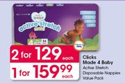 Clicks Made 4 Baby Active Stretch Disposable Nappies Value Pack-Each