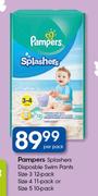 Pampers Splashers Disposable Swim Pants Size 3 12 Pack, Size 4 11 Pack Or Size 5 10 Pack-Per Pack