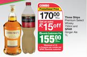 Three Ships Premium Select Whisky 750ml & Spar Ginger Ale 1L-Per Combo