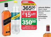Johnnie Walker Black Label Blended Scotch Whisky 750ml & Schweppes Lemonade 1L-Per Combo
