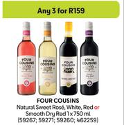 Four Cousins Natural Sweet Rose, White, Red Or Smooth Dry Red-For 3 x 750ml