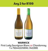 Warwick First Lady Sauvignon Blanc Or Chardonnay-For Any 2 x 750ml