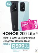 2 x Honor 200 Lite 5G-On 1.3GB Red Top Up Core More Data