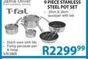 T-Fal Stainless Steel Pot Set-9 Piece