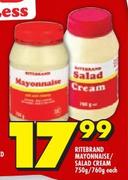 Ritebrand Mayonnaise/Salad Cream-750/760g Each
