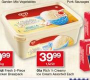 Ola Rich n’ Creamy Ice Cream-1.5Ltr/2Ltr Each