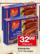 Enterprise Pork Sausages-375g Each