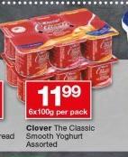 Clover The Classic Smooth Yoghurt-6x100g Per Pack