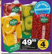 Rhodes 100% Fruit Juice Blend-4x1Ltr