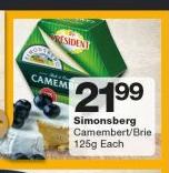 Simonberg Cammerbert/Brie-125g Each