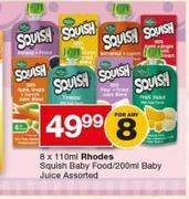 Rhodes Squish Baby Food-8x110ml/Baby Juice-8x200ml