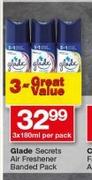 Glade Secrets Air Freshener Banded Pack-3x180ml Per Pack