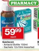 Gaviscon Antacid Bottle-150ml Or Sachets 12x10ml-Each