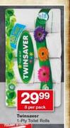 Twinsaver 1-Ply Toilet Rolls-8 Per Pack