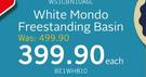 White Mondo Freestanding Basin-Each