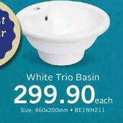 White Trio Basin BE1WH211-460x200mm Each
