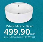 White Mirano Basin BSBAM1222-460x460x150mm Each