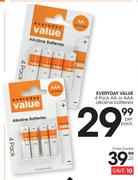 Everyday Value D-Size 2 Pack AA Or AAA Alkaline Batteries-Per Pack