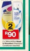 Head & Shoulders Shampoo/Conditioner Assorted-2 x 360ml/400ml