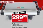 Platinum 4 Slice Stainless Steel Sandwich Press