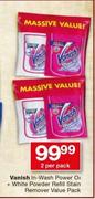 Vanish In-Wash Power O2 + White Powder Refill Stain Remover Value Pack-2 Per Pack