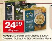 Nuveg Cauliflower With Cheese Sauce/ Creamed Spinach & Broccoli/ Variety-320g Each
