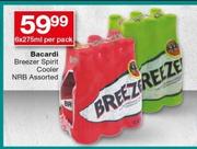 Bacardi Breezer Spirit Cooler NRB Assorted-6 x 275ml Per Pack